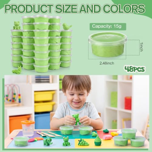 VioraWhite 48 Pcs Air Dry Clay Bulk 1.6lb Modeling Clay Kit,Light Green | Soft & Stretchable, Magic Foam for Kids, DIY Molding, Arts & Crafts, Boys Girls Party Favors, Cosplay Sculpting Supplies - color: Light Green