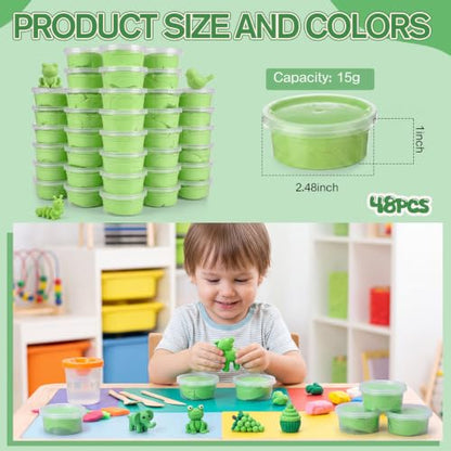 VioraWhite 48 Pcs Air Dry Clay Bulk 1.6lb Modeling Clay Kit,Light Green | Soft & Stretchable, Magic Foam for Kids, DIY Molding, Arts & Crafts, Boys Girls Party Favors, Cosplay Sculpting Supplies - color: Light Green