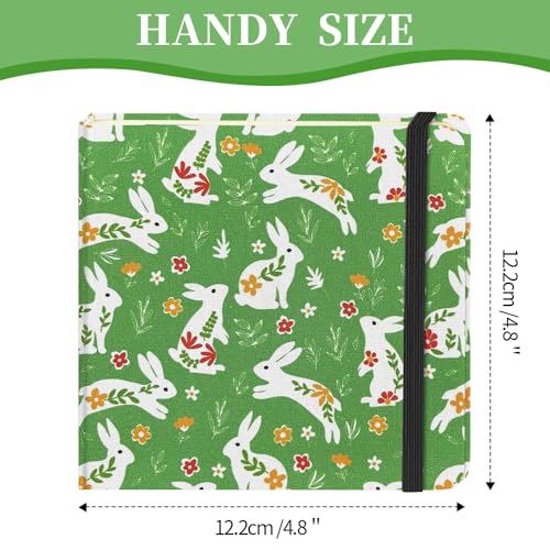 5x5" Pocket Sketch Book,80gsm Hardcover Art Sketchbook for Drawing Journal | Cloth Cover,80gsm Blank Paper,96Sheets,Lay-Flat,Portable Travel Creation Paint Diary Memo Planner,Dry Media.Green Rabbit - color: Cloth Cover-4.8x4.8in-Green Rabbit