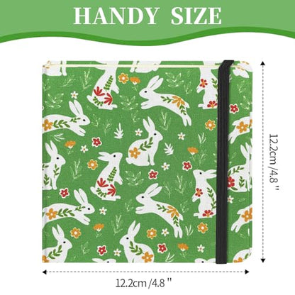4.8" Pocket Sketch Book,80gsm Hardcover Art Sketchbook for Drawing Journal - color: Cloth Cover-4.8x4.8in-Green Rabbit