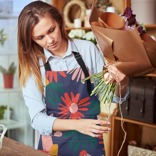 Britimes Apron with Pockets, 32x28 inch, for Women Men, Floral Colorful - color: Flowers