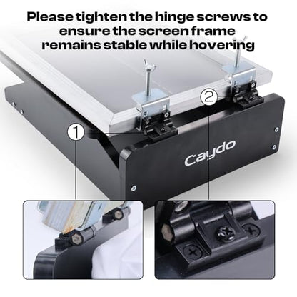 Caydo Screen Printer, 1 Color 1 Station Silk Screen Printing Press | Unique Hinge Design Wood Screen Printing Table for T-Shirt DIY Printing, Screen Printing Beginners(Screen Frame Not Included)