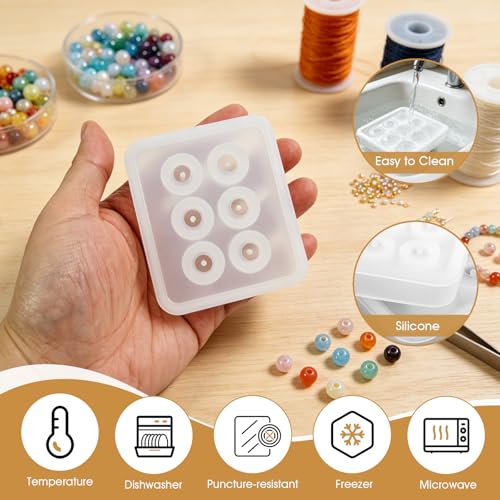 2PCS Sphere Silicone Bead Molds with Holes（12mm & 16mm Diameter）