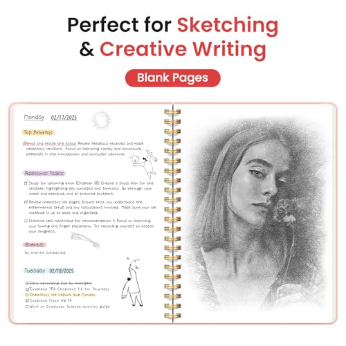 Taja Blank Spiral Journal Notebook for Women & Men, 140 Pages, Sketch Book, Plain Notebook for Drawing & Sketching, Journals for Creative Writing, A5(5.7" x 7.9") – Pink - color: B.Pink, style: d-Blank