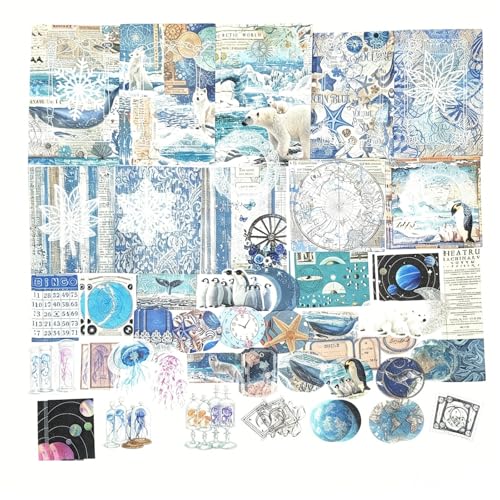 Esweny 100 PCS Vintage Ephemera Pack Journaling Scrapbooking Supplies Scrapbook Sticker Paper Kit for Junk Journal Planners Collage Craft Notebooks Decoupage Album (Ocean) - color: Ocean