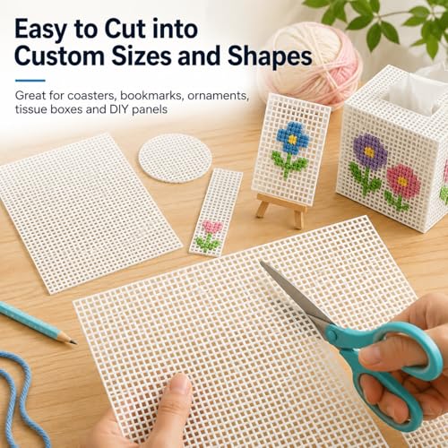 YOUNTHYE 10 PCS 5 Count Plastic Canvas Sheets, 21 x 13.1 Inch Large Hole Plastic Mesh Canvas for Acrylic Yarn, Embroidery Practice, Needlepoint, Crochet, DIY Crafts and Custom Cutting Projects - size: 5count