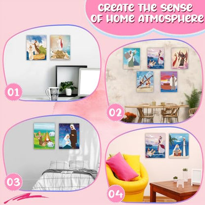Sherr 10 Pcs Pre Drawn Canvas for Painting,Religious,8 X 10 Inch | Preprinted Stretched Cotton Canvas for Adults, Pre Drawn Painting Outlines for Couple Date Night, Sip and Paint Party Favor - style: Religious