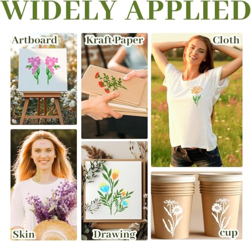 18 Sheet Reusable Flower Stencils for Painting,Stencils for Painting on Wood,Large Floral Stencil Templates with Leaf Vine Designs for DIY Crafts,Home Decor,Furniture Art - style: Art Deco