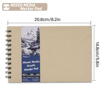 5.8" x 8.3" Mixed Media Sketch Book,Spiral Bound Hardcover Sketchbook,60 Sheets 92lb/150gsm Neutral White Acid Free Paper,Art Journal Sketchbook for Drawing Writing Sketching Illustration,Beige - color: Bright White-Beige