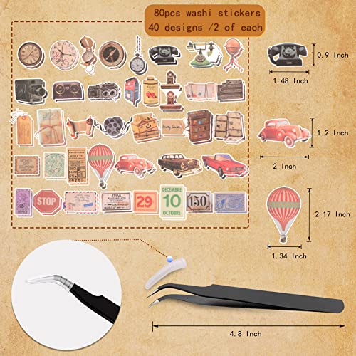 200Pcs Vintage Scrapbook Stickers, Aesthetic Junk Journal Stamping Supplies Kit, Scrapbooking Ephemera Washi Paper for Bullet Journaling Planners Diary Collage - style: Travel
