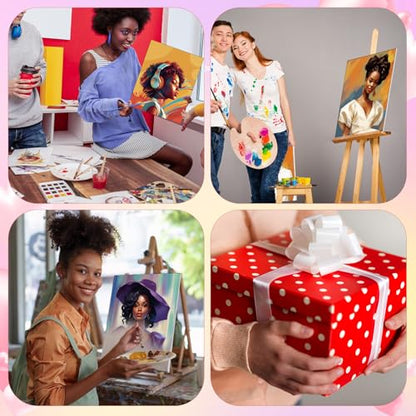Harloon 36 Pcs 8 x 10 Inch Pre Drawn Canvas for Painting Afro Queen Pre Stretched Canvas Painting for Adults Sip and Paint Party Supplies Favor - style: Couples