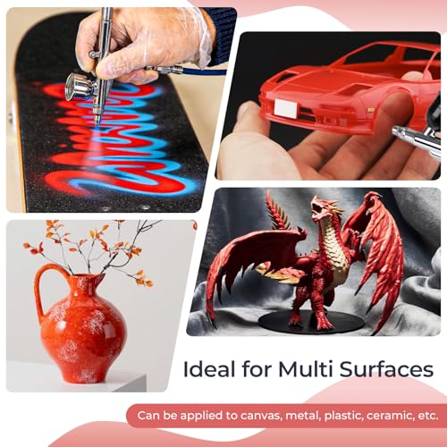 Nicpro Red Large Airbrush Paint (8.45 oz, 250 ml) Ready to Spray Opaque Water-Based Acrylic Air Brush Paints for Model, Wood, Canvas, Metal, Plastic, Leather, for Beginners & Artists - color: Red