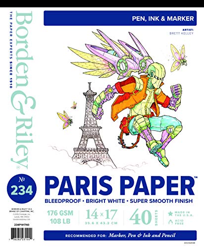Borden & Riley 14" x 17" #234 Paris Paper Pad, 176 GSM/108 LB, 40 White Sheets, 1 Pad Each (234P141740)