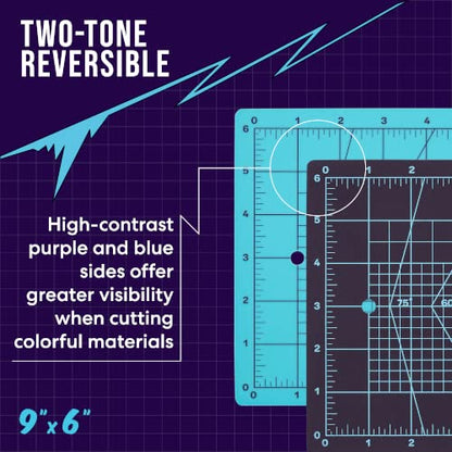 Zoid 9" x 6" Self-Healing Cutting Mat, PVC Grid Mat, Crafting and Sewing Mat for Multiple Projects, Arts and Crafts, Silhouette Cutting, Cyan/Purple BP - style: 9" X 6"
