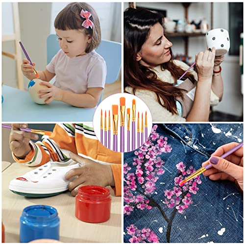 ESRICH Acrylic Paint Brushes Set, 8 Packs 80 Pcs, Nylon Brush Head | Acrylic Oil Watercolor, Face Nail Art, Miniature Detailing, Rock Painting, Painting Artist Professional Kits(Purple) - color: Purple, size: 80