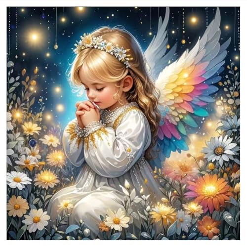 hill froeistung Little Angel Diamond Art Painting Kits for Adults | Flower Diamond Art for Beginners, 5D DIY Full Drill Round Gem Art Craft Home Wall Decor Gift 12x12 inch - color: HF-A103
