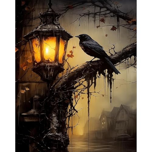 PHANTASYART Gothic Paint by Numbers Kit for Adults 16x20inch - color: Gothic Crow, size: 16x20inch