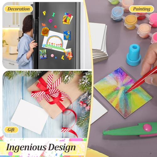 Engrowtic 25 Pcs Mini Magnetic Painting Canvas Panel Mini Canvas Boards for Painting Tile Art for Fridge Locker Art Crafts DIY(Rectangle,3 x 4 in) - size: 3 x 4 in, style: Rectangle