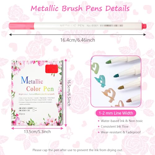 SAYEEC Metallic Marker Pens, 30 Colors Fine Tip Metallic Markers, Paint Pens for Black Paper, Art Rock Painting, Easter Egg, Halloween Pumpkin, Card Making, Scrapbook Crafts, DIY Photo Album - color: 30 Colors