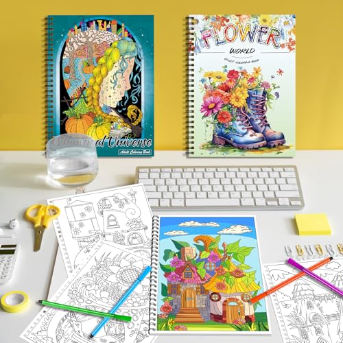 Kalysky 3 Coloring Books for Adults: Flower World, Universe, Fairy Homes - color: Whimsical Universe