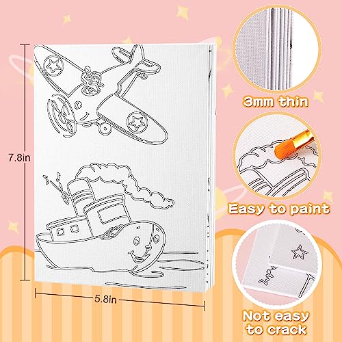 Fulmoon 24 Pcs Pre Drawn Canvas for Painting for Adults Preprinted Bulk 7.8 x 5.8 Inch Pre-Stenciled Painting Canvas Panels for DIY Party Favor Gift Activities, 12 Style