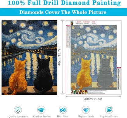 RYMILIE Cat Diamond Art Kits for Adults Diamond Painting Kit 12x16in - color: DP02873