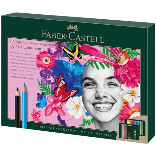 Faber-Castell Polychromos and Pitt Graphite Matte Giftset Artist Gift Set, Multi-Color 40 Count - style: 40 Count