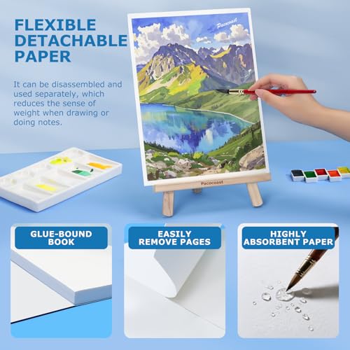 Pacocoast 9"x12" Cold Press Watercolor Paper Pad, 2Pack, Glue Bound, Teal - color: Teal, size: 9" x 12"(Pack of 2)