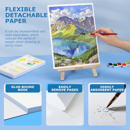 Pacocoast 9"x12" Cold Press Watercolor Paper Pad, 2Pack, Glue Bound, Teal - color: Teal, size: 9" x 12"(Pack of 2)