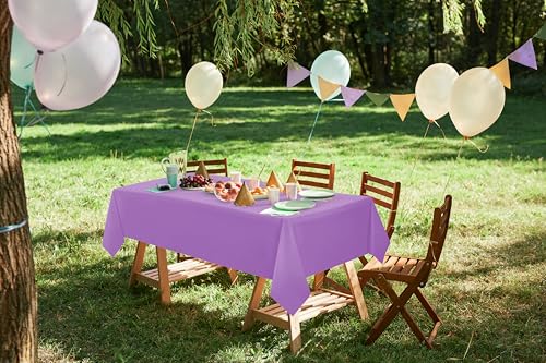 Utopia Kitchen Plastic Table Cloth Disposable [Lavender, 12 Pack] | Rectangle Tablecloth Waterproof Stain Resistant Party Table Cover - color: Lavender, size: 54X108 Inch - 12PC