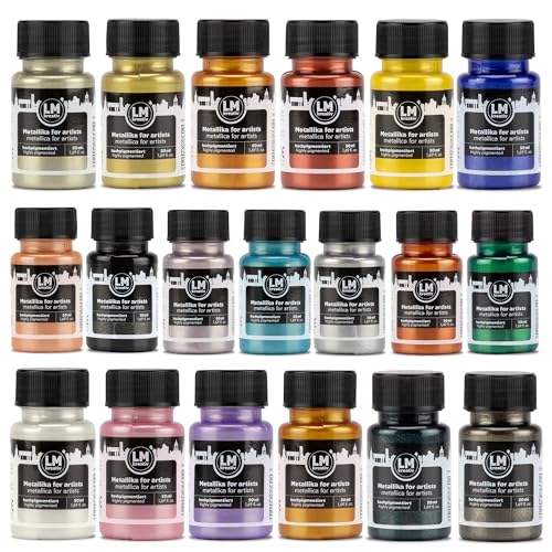 Metallic Acrylic Paint 19 x 1.69 fl oz - Color Fusion - Premium Metallic Acrylic Paints for Artists, 50ml – Perfect for Canvas, Wood, Ceramic, and DIY Projects - color: Color Fusion
