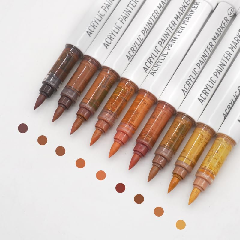 Water Based Acrylic Paint Markers, 9 Colors Paint Pen Set - color: Black Series-2