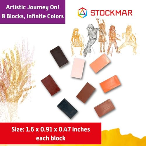 Stockmar Beewax Crayons Set of 8 Blocks, Colors of the World - Skin Tone Crayons, Waldorf Art Supplies, in tin case