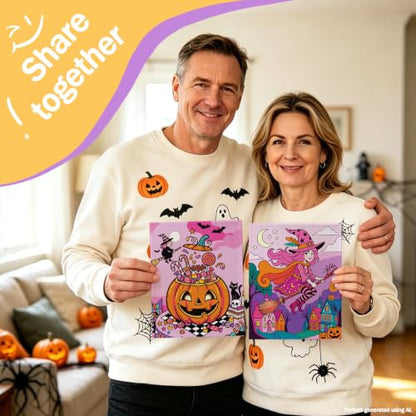 Niteform Pre Drawn Canvas to Paint, Pre Printed Canvas Boards, Pre Stretched Outline Painting Kits for Beginners, Adults, Party Favors & Spring Craft Activities (8 * 10-Halloween) - style: 8*10-Halloween