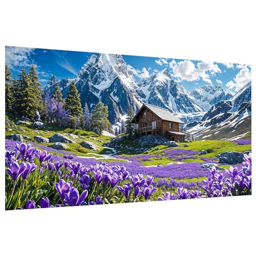JOOZ Large Landscape Diamond Painting Kits for Adults DIY 5D Mountain Diamond Art Kits for Adults Full Drill Flowers Diamond Art Painting House Gem Painting Kits for Home Wall Decor 27.5x15.7 Inch - color: Mountain 025