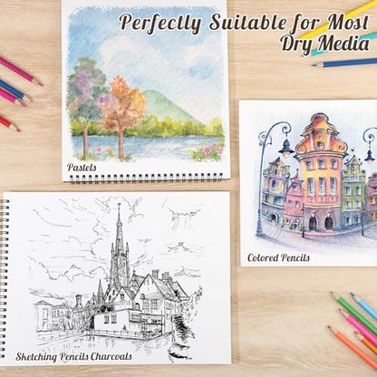 12 Pack Sketch Book 9 × 12 in, Top Spiral, 30 Sheets Each, Tan - color: Tan, size: 9 × 12Inch（12 Pack）