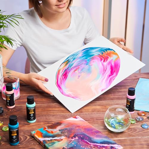 ARTEZA Acrylic Pouring Paint - 2oz (60 ml) Rose Pink, High Flow, No Mixing Needed, For Canvas, Glass, Paper, Wood, Tile, Stones - color: Rose Pink, size: 2 Fl Oz (Pack of 1)
