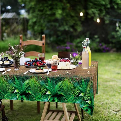 Kochorie 2 Pieces Forest Path Tablecloths Disposable Safari Jungle Table Cover Waterproof Woodland Table Cloth for Safari Jungle Birthday Party Supplies Picnic Camping Dining Day, 54 x 108 Inch - style: Forest Path