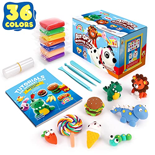 Sago Brothers 36 Colors Air Dry Clay with 3 Tools, Tutorial & Sealed Bags - color: 36 Colors