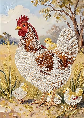 Pearl Diamond Painting Kits for Adults,3D Diamond Art for Chicken 12×16 in - color: PL04-1