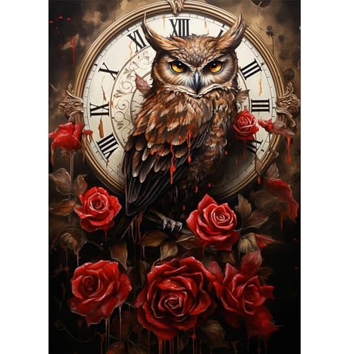 RICUVED Bird Diamond Art Kits, Owl Diamond Art Kits for Adults 5D, Flowers Diamond Art DIY Full Round Drill Gem Dots Art and Crafts for Gift Home Wall Decor 12x16Inch/30x40cm - color: Owl