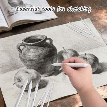 291 Pcs Blending Stump and Tortillion Set, Pencil Sketch Paint Tools Drawing Supplies Paper Blend Stumps Art Blenders with 2 Sponge Pen and 1 Sandpaper Board for Student Shading Drawing (Assorted)