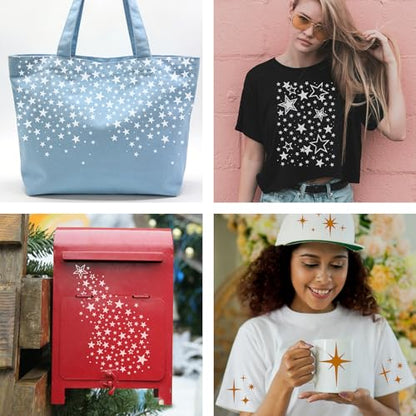 9pcs Star Stencils for Painting Plastic Twinkle Stars Drawing Stencils for Crafts Reusable Templates with Brushes Painting on Wood Wall Furniture Card Canvas Fabric Scrapbook Photo Album - style: Star