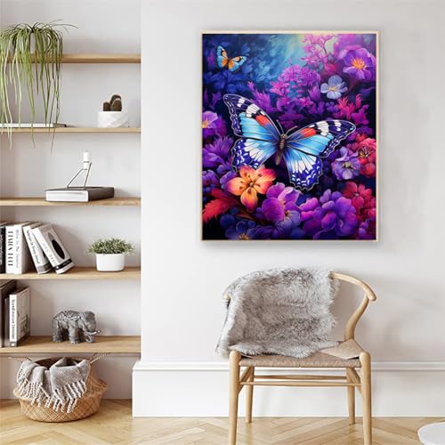 Artunion Butterfly Paint by Numbers Kit for Adults,Purple Flowers Paint by Number Kits, DIY Oil Painting Paint by Number Kits on Canvas Arts Craft for Home Wall Decor 16x20 Inch - color: ZXT-307