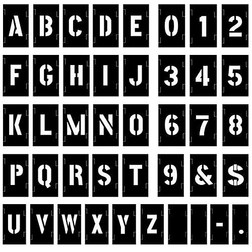 2 inch Letter Stencils Kit, Plastic Letters and Numbers Interlocking Stencil Set 138 Piece - size: 2inch