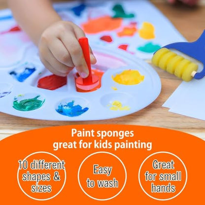 Kids Painting Set, Washable Paint for Toddlers, Paint Sponges Gift Bundle