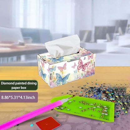LSQFS DIY Diamond Art Tissue Box Kit,Diamond Painting Kit for Adults - color: Butterfly