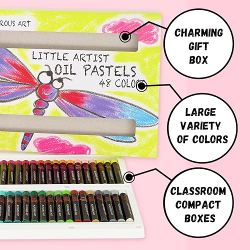 Oil Pastels for Kids - 48 Color Pastels for Kids - Perfect Classroom Art Supplies - Easy to Blend with Vibrant Colors - style: Kids