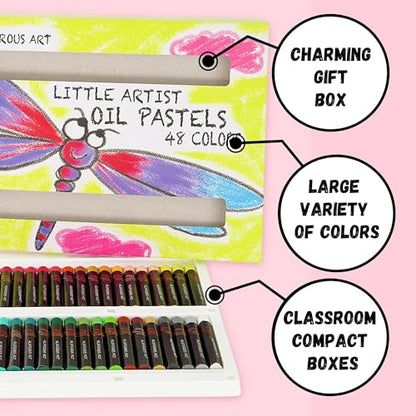 Oil Pastels for Kids - 48 Color Pastels for Kids - Perfect Classroom Art Supplies - Easy to Blend with Vibrant Colors - style: Kids