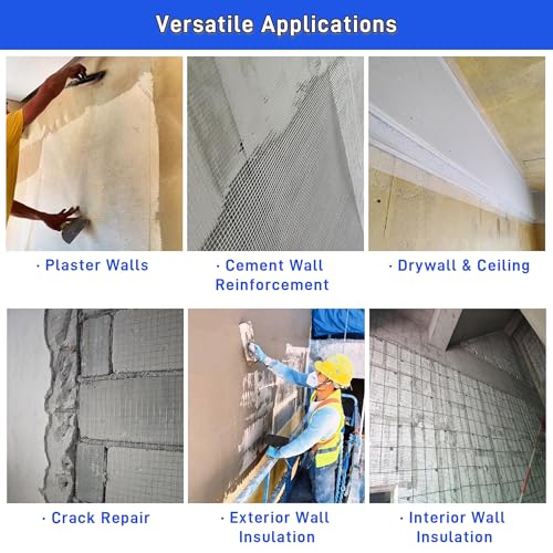 Fiberglass Mesh Roll 3.2x164 FT Plastering Mesh for Wall Crack Repair, Alkaline Resistant & Non-Adhesive 160g/m² Fibreglass Reinforcing Mesh Net for Plastering Interior Exterior Building Insulation